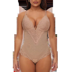 Sexy Lace Shapewear Bodysuits Slimming Bodys Women V-Shaped Bra Underwear Thong Bottom Full Body Shapers Shapewear Jumpsuit 2024