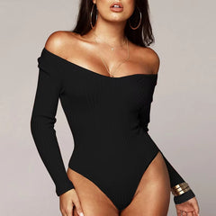 Sexy Bodys Solid Color off Shoulder Bodysuit Skinny Long Sleeve Bodysuits Woman Clothes Chic Mujer Autumn Tops Women Y2K Боди