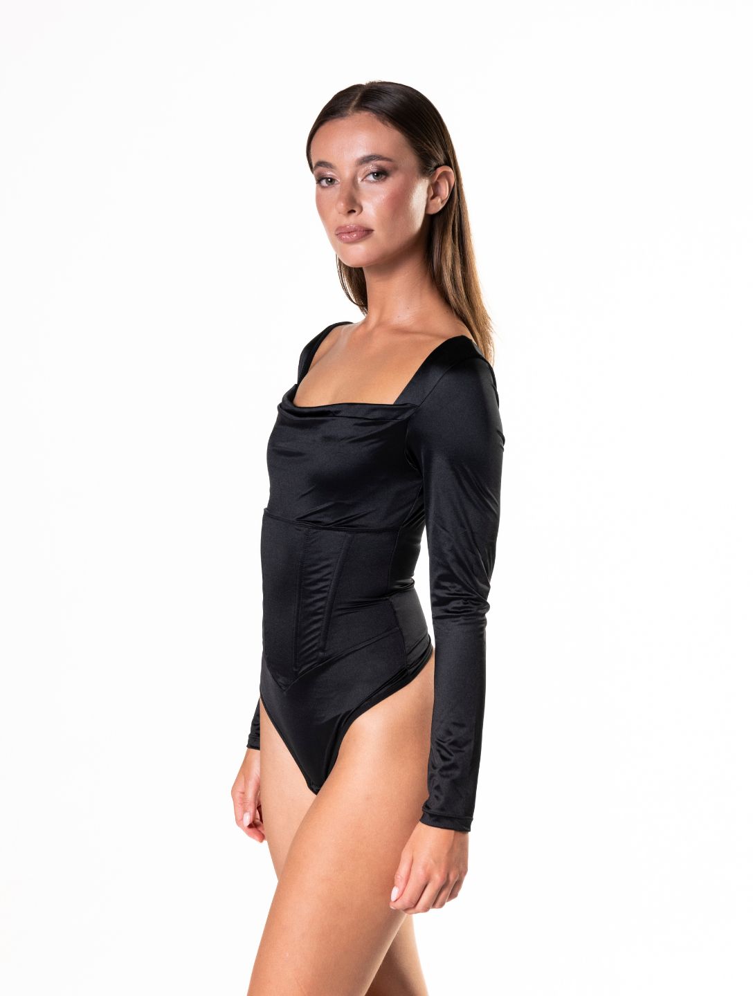 Body en satin à encolure cascade