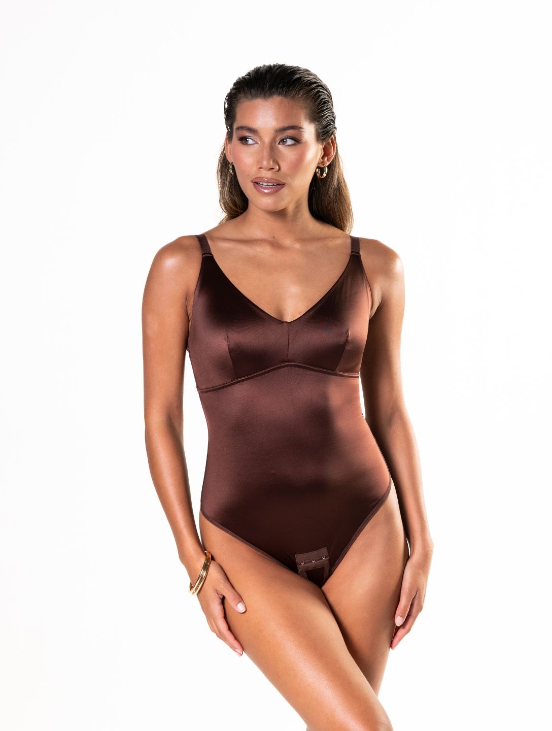 Body gainant string arraché en satin