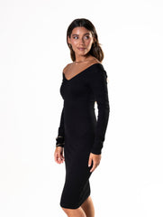 Robe gainante à manches longues à col en V