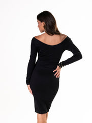 Robe gainante à manches longues à col en V